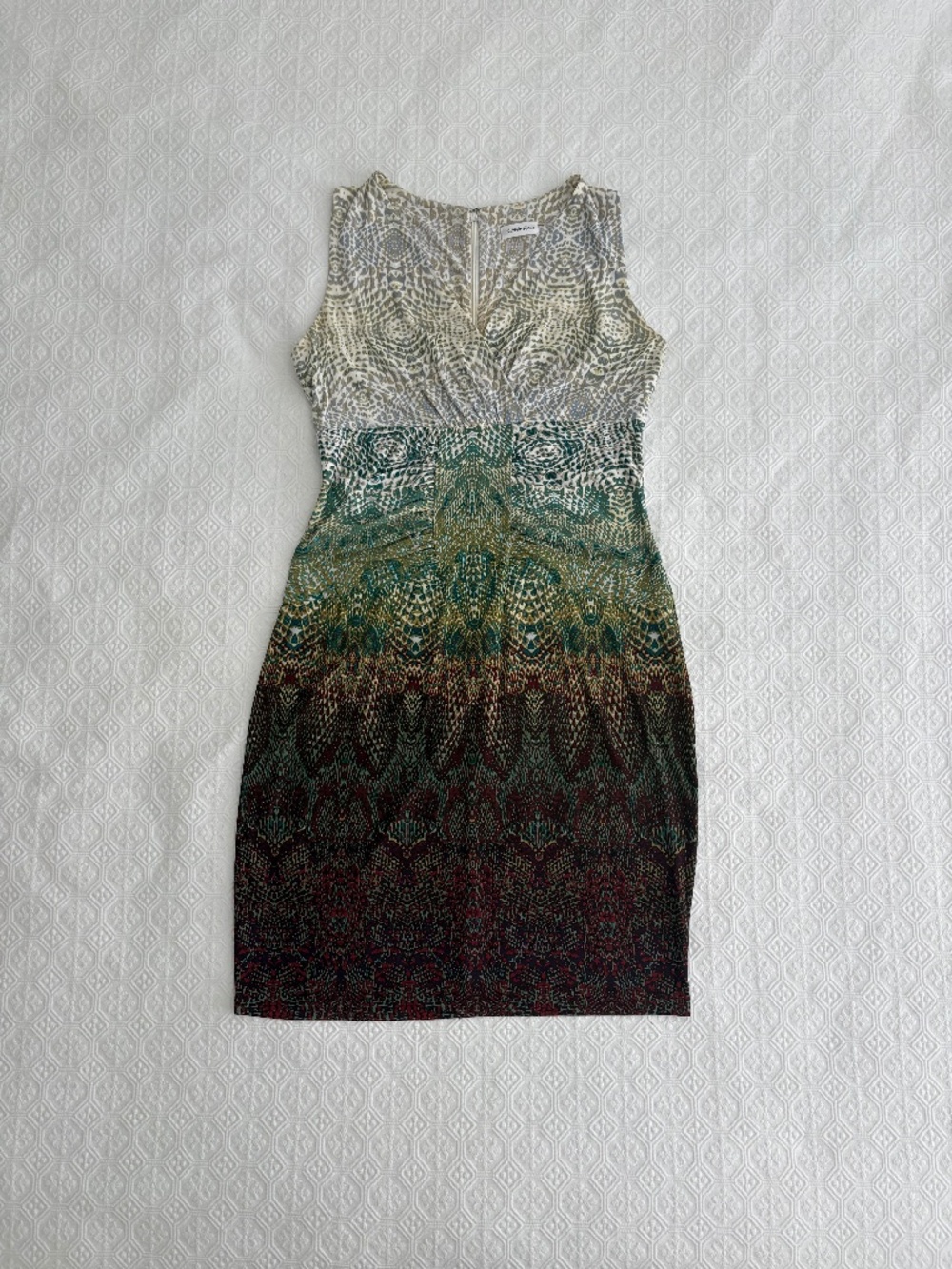 🩵 Calvin Klein Snake Print Scuba Sheath Dress 10 Green